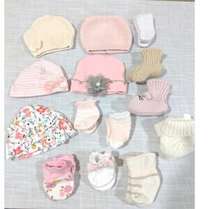 Newborn Girl Bundle of 14 Piece Socks, Hats, & Mitts